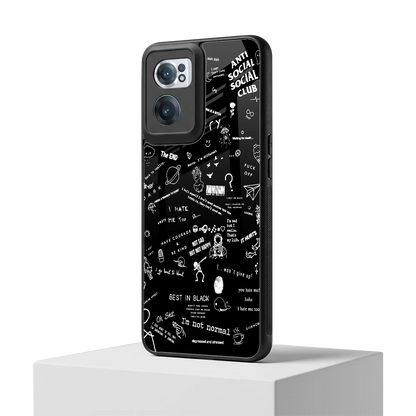 Minimalistic Black Aesthetic Collage oneplus nord ce 2 mobile cover | shockproof glass phone case