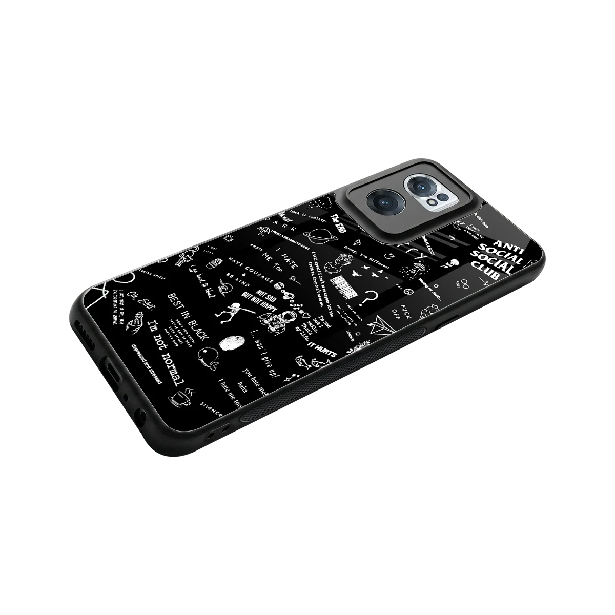 Minimalistic Black Aesthetic Collage stylish phone case for oneplus nord ce 2 | glossy glass and slim fit