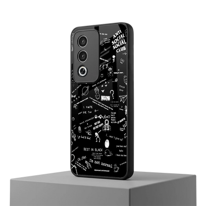 Minimalistic Black Aesthetic Collage oppo a3 pro mobile cover | shockproof glass phone case