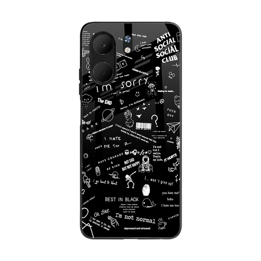 Minimalistic Black Aesthetic Collage back phone cover | glass case for oppo a5x 5g