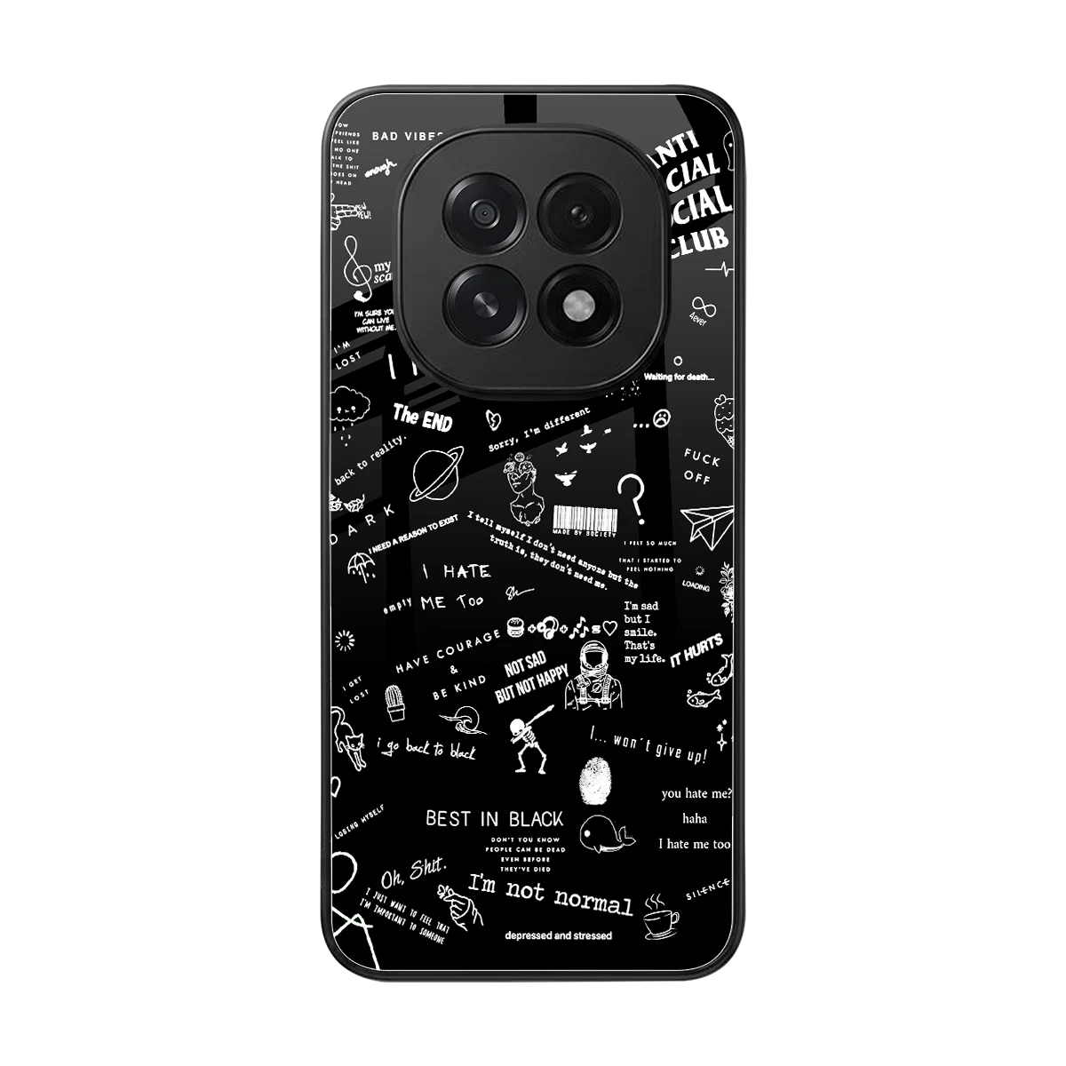 Minimalistic Black Aesthetic Collage back phone cover | glass case for oppo f29 5g