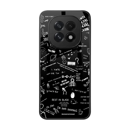 Minimalistic Black Aesthetic Collage back phone cover | glass case for oppo f29 5g