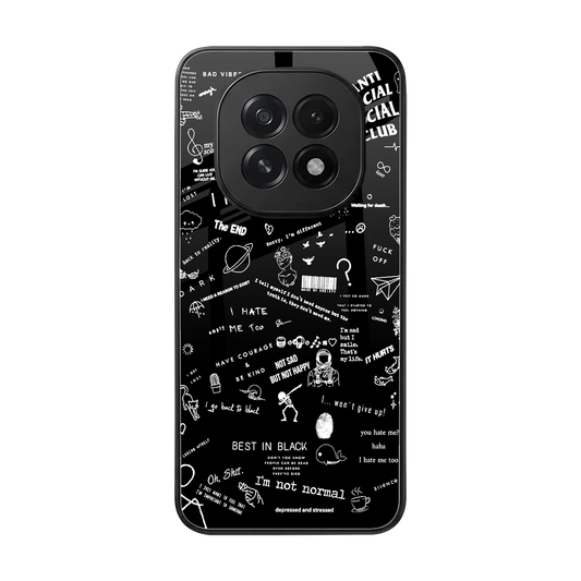 Minimalistic Black Aesthetic Collage back phone cover | glass case for oppo f29 5g