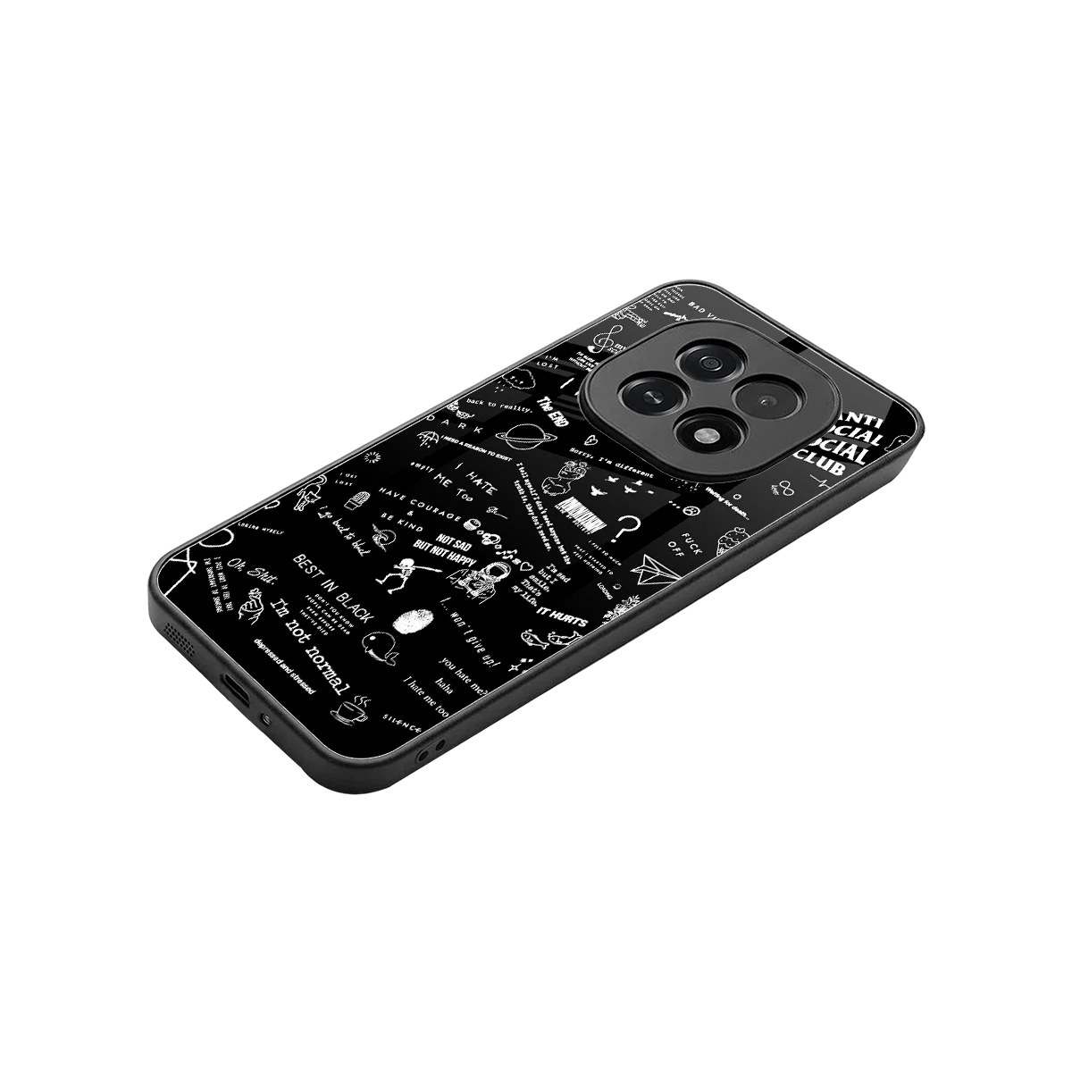 Minimalistic Black Aesthetic Collage stylish phone case for oppo f29 5g | glossy glass and slim fit