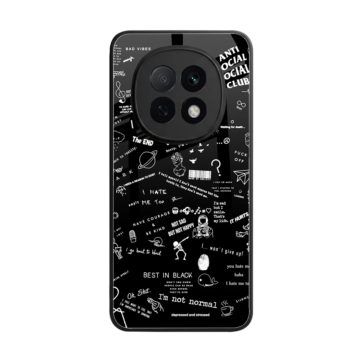 Minimalistic Black Aesthetic Collage back phone cover | glass case for oppo f29 pro 5g
