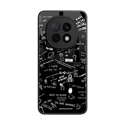 Minimalistic Black Aesthetic Collage back phone cover | glass case for oppo f29 pro 5g