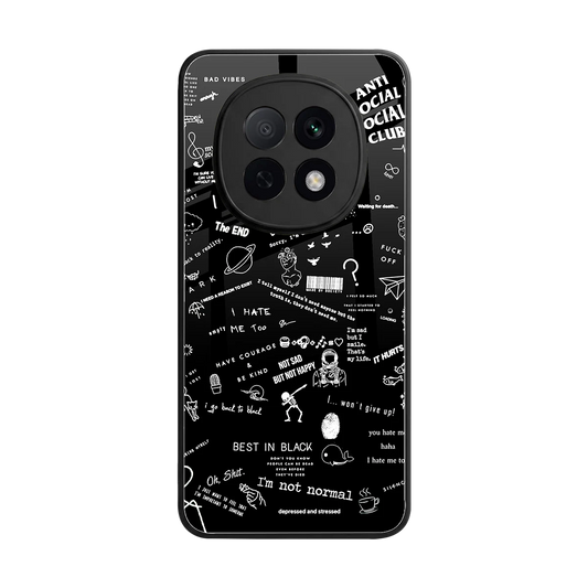 Minimalistic Black Aesthetic Collage back phone cover | glass case for oppo f29 pro 5g