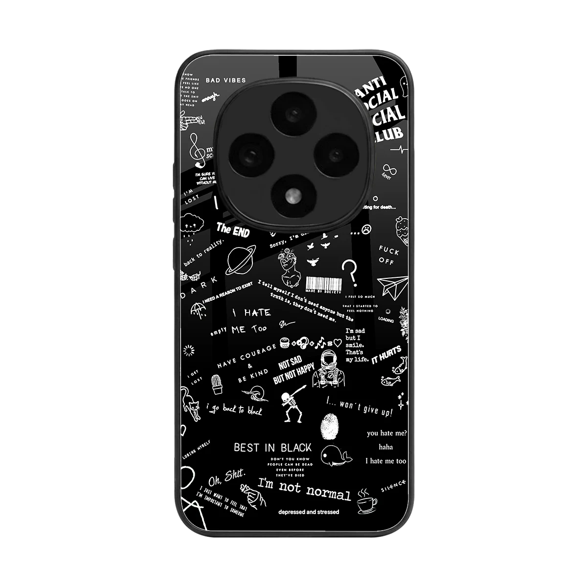 Minimalistic Black Aesthetic Collage back phone cover | glass case for oppo f31 pro 5g