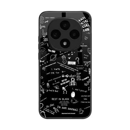 Minimalistic Black Aesthetic Collage back phone cover | glass case for oppo f31 pro 5g