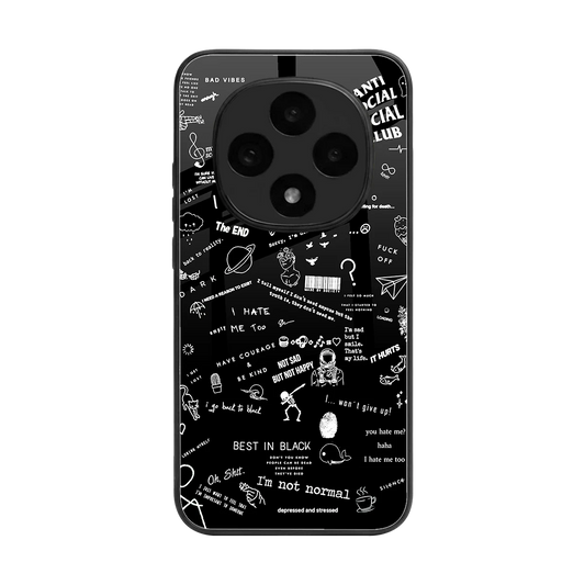 Minimalistic Black Aesthetic Collage back phone cover | glass case for oppo f31 pro 5g