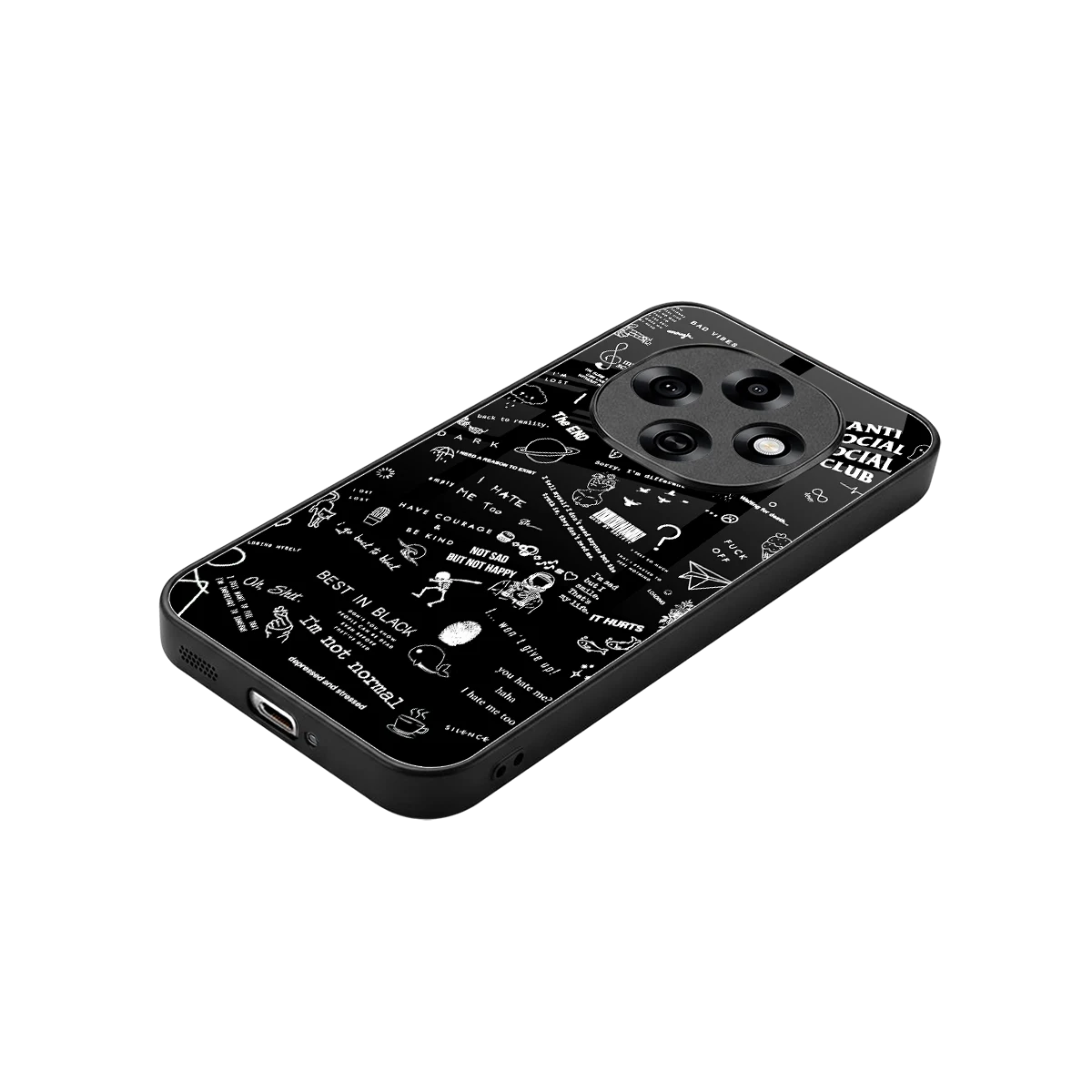 Minimalistic Black Aesthetic Collage stylish phone case for oppo f31 pro 5g | glossy glass and slim fit