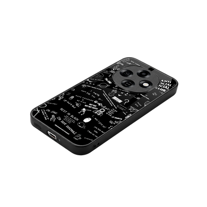 Minimalistic Black Aesthetic Collage stylish phone case for oppo f31 pro 5g | glossy glass and slim fit