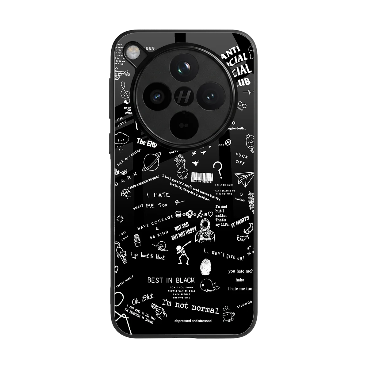 Minimalistic Black Aesthetic Collage back phone cover | glass case for oppo find x8