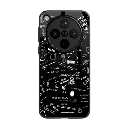 Minimalistic Black Aesthetic Collage back phone cover | glass case for oppo find x8