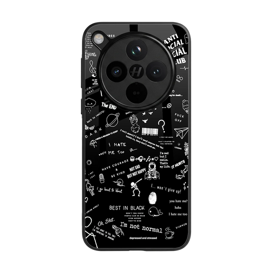 Minimalistic Black Aesthetic Collage back phone cover | glass case for oppo find x8