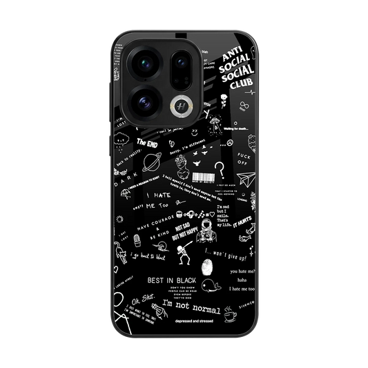Minimalistic Black Aesthetic Collage back phone cover | glass case for oppo find x9