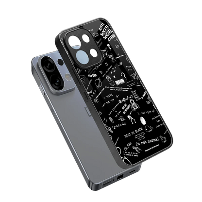 Minimalistic Black Aesthetic Collage sleek oppo k13 5g cover with tempered glass back and TPU edges