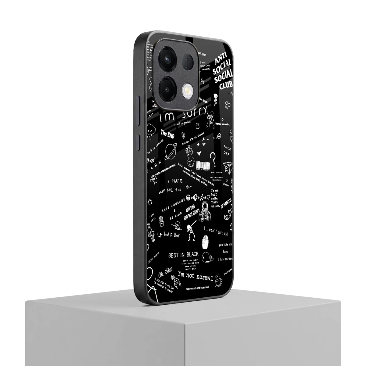 Minimalistic Black Aesthetic Collage oppo k13 5g mobile cover | shockproof glass phone case