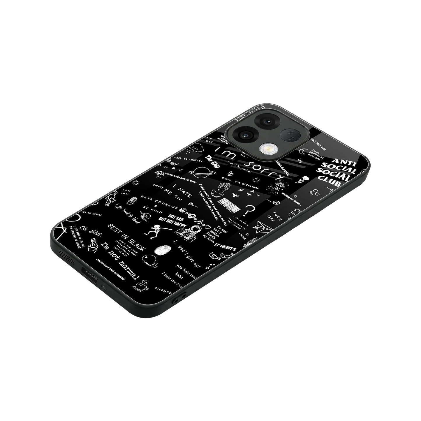 Minimalistic Black Aesthetic Collage stylish phone case for oppo k13 5g | glossy glass and slim fit