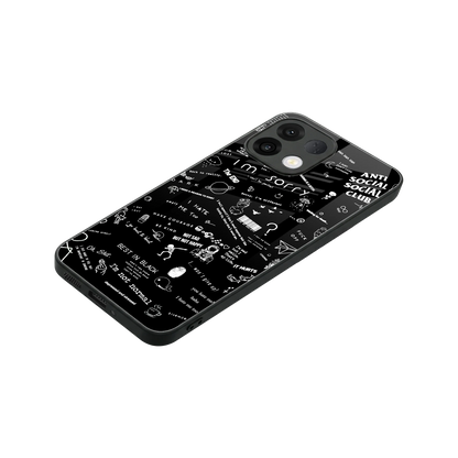 Minimalistic Black Aesthetic Collage stylish phone case for oppo k13 5g | glossy glass and slim fit