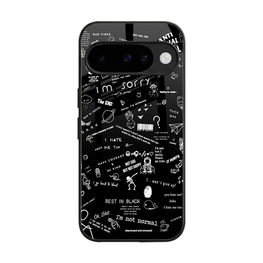 Minimalistic Black Aesthetic Collage back phone cover | glass case for google pixel 10