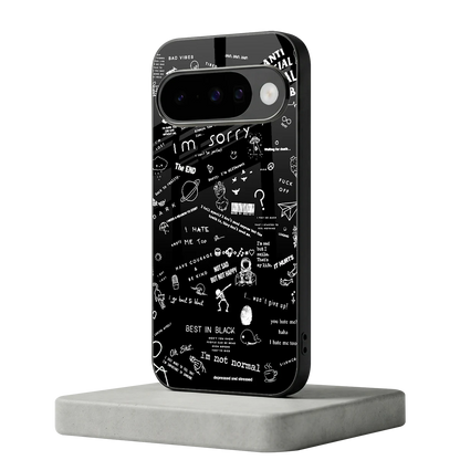 Minimalistic Black Aesthetic Collage google pixel 10 mobile cover | shockproof glass phone case