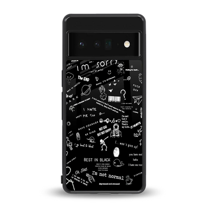 Minimalistic Black Aesthetic Collage back phone cover | glass case for google pixel 6 pro