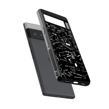 Minimalistic Black Aesthetic Collage sleek google pixel 6 pro cover with tempered glass back and TPU edges