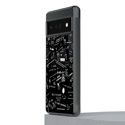 Minimalistic Black Aesthetic Collage stylish phone case for google pixel 6 pro | glossy glass and slim fit