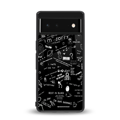 Minimalistic Black Aesthetic Collage back phone cover | glass case for google pixel 6a