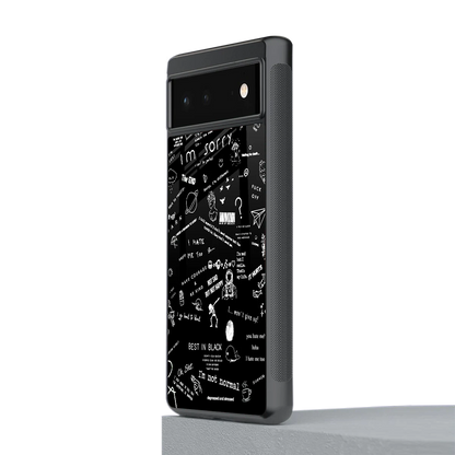 Minimalistic Black Aesthetic Collage stylish phone case for google pixel 6 | glossy glass and slim fit