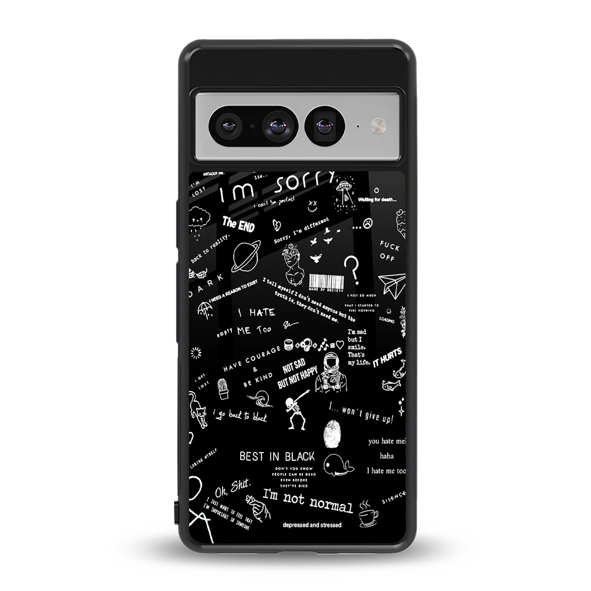 Minimalistic Black Aesthetic Collage back phone cover | glass case for google pixel 7 pro