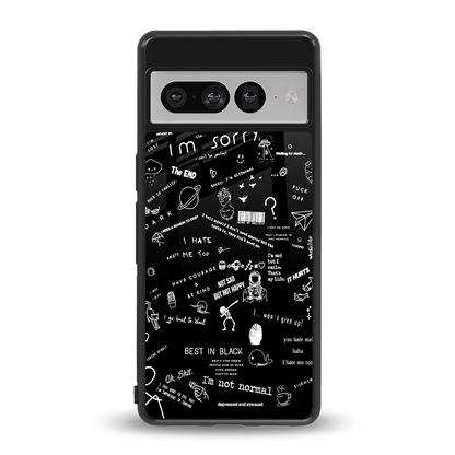 Minimalistic Black Aesthetic Collage back phone cover | glass case for google pixel 7 pro
