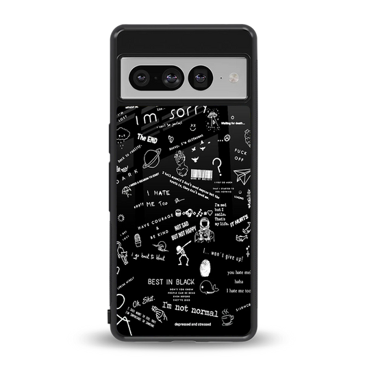 Minimalistic Black Aesthetic Collage back phone cover | glass case for google pixel 7 pro