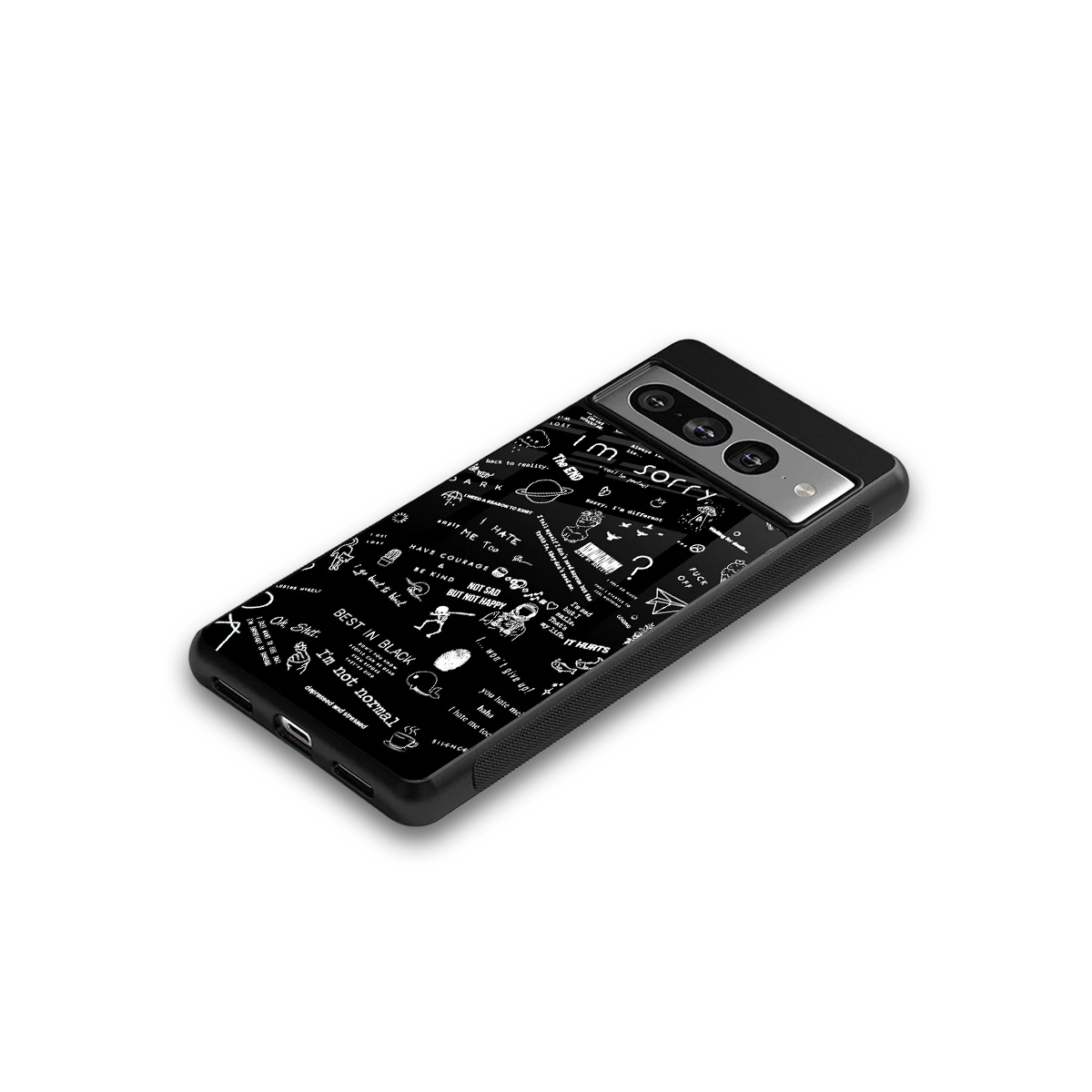 Minimalistic Black Aesthetic Collage google pixel 7 pro mobile cover | shockproof glass phone case