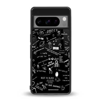Minimalistic Black Aesthetic Collage back phone cover | glass case for google pixel 8 pro