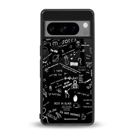 Minimalistic Black Aesthetic Collage back phone cover | glass case for google pixel 8 pro
