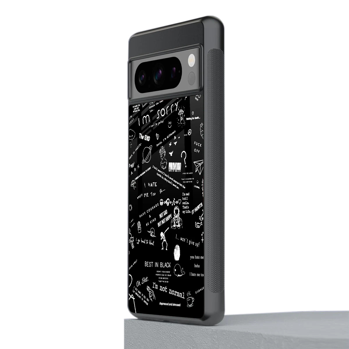 Minimalistic Black Aesthetic Collage stylish phone case for google pixel 8 pro | glossy glass and slim fit