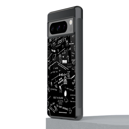 Minimalistic Black Aesthetic Collage stylish phone case for google pixel 8 pro | glossy glass and slim fit