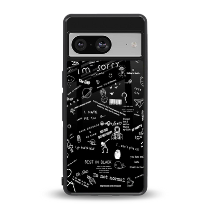 Minimalistic Black Aesthetic Collage back phone cover | glass case for google pixel 8