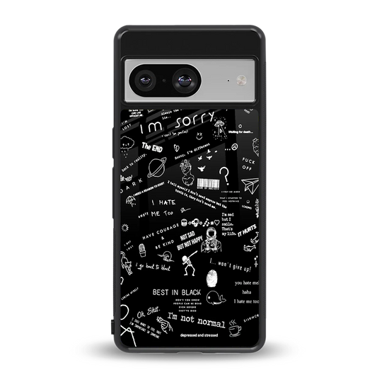 Minimalistic Black Aesthetic Collage back phone cover | glass case for google pixel 8