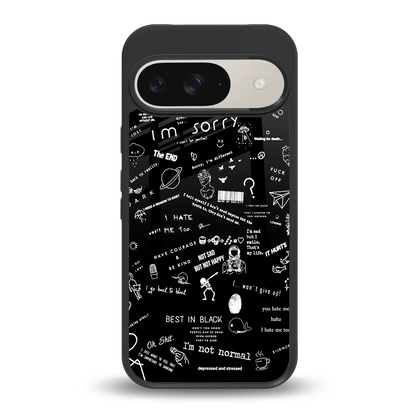 Minimalistic Black Aesthetic Collage back phone cover | glass case for google pixel 9