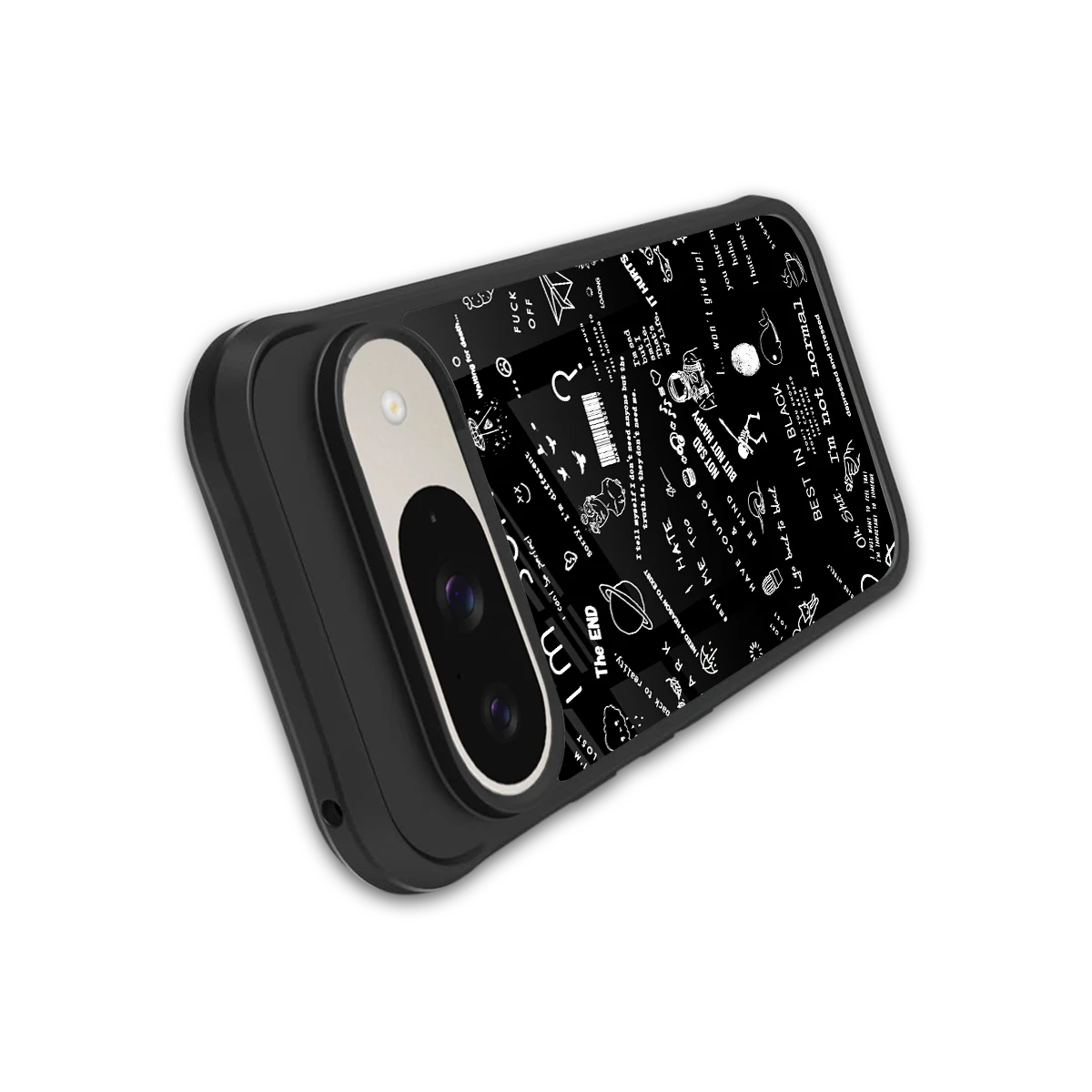 Minimalistic Black Aesthetic Collage stylish phone case for google pixel 9 | glossy glass and slim fit