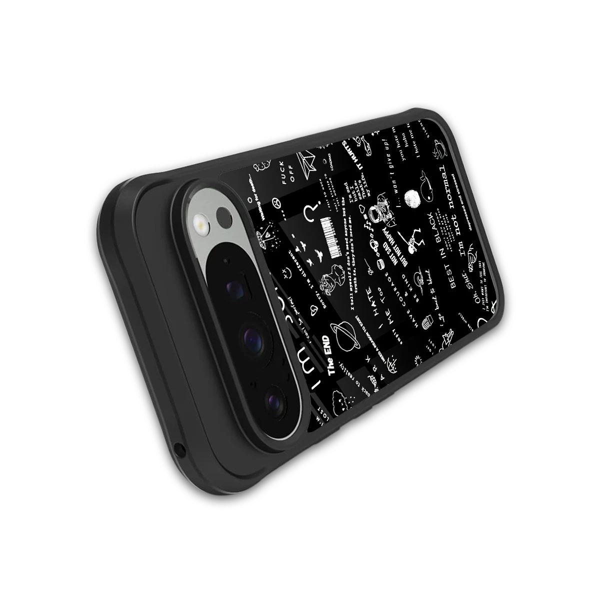 Minimalistic Black Aesthetic Collage stylish phone case for google pixel 9 pro | glossy glass and slim fit