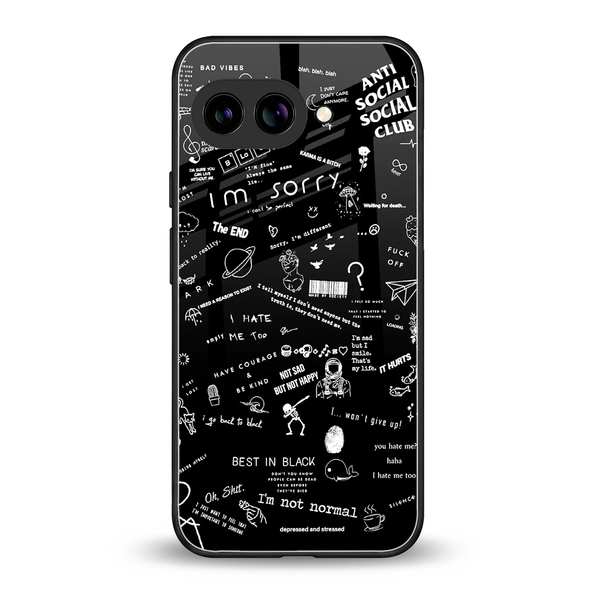 Minimalistic Black Aesthetic Collage back phone cover | glass case for google pixel 9a