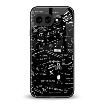 Minimalistic Black Aesthetic Collage back phone cover | glass case for google pixel 9a