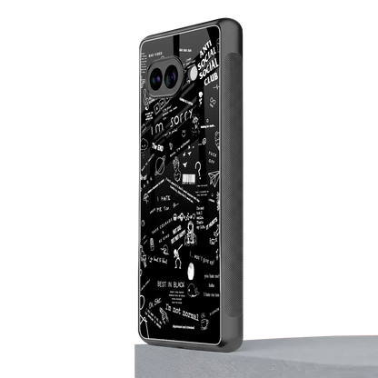 Minimalistic Black Aesthetic Collage google pixel 9a mobile cover | shockproof glass phone case