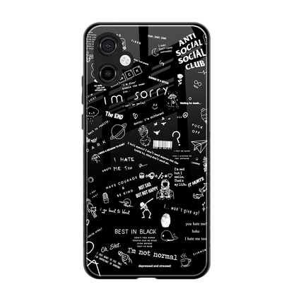 Minimalistic Black Aesthetic Collage back phone cover | glass case for samsung galaxy a06 5g