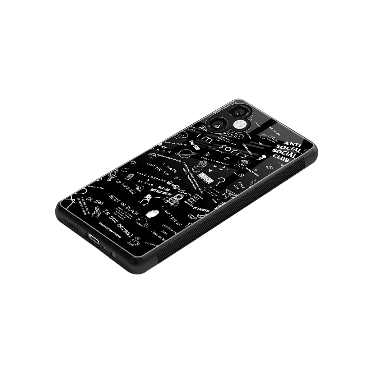 Minimalistic Black Aesthetic Collage stylish phone case for samsung galaxy a06 5g | glossy glass and slim fit