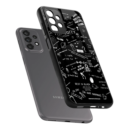 Minimalistic Black Aesthetic Collage sleek samsung galaxy a23 cover with tempered glass back and TPU edges